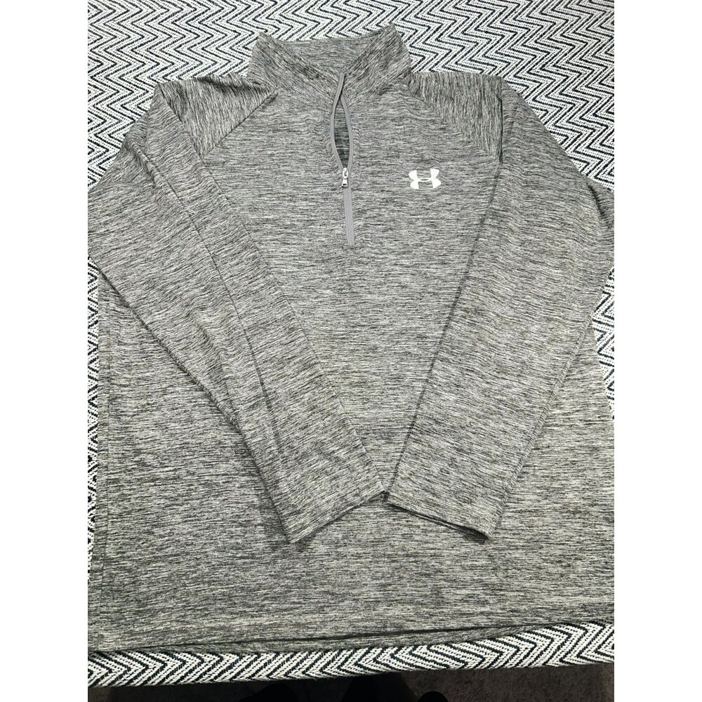 Under Armour Men's HeatGear Grey 1/4 Zip Pullover LG Loose Fit Long Sleeve Light